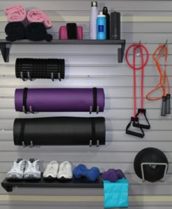 Deluxe Gym Kit staged with Canadian Shelves